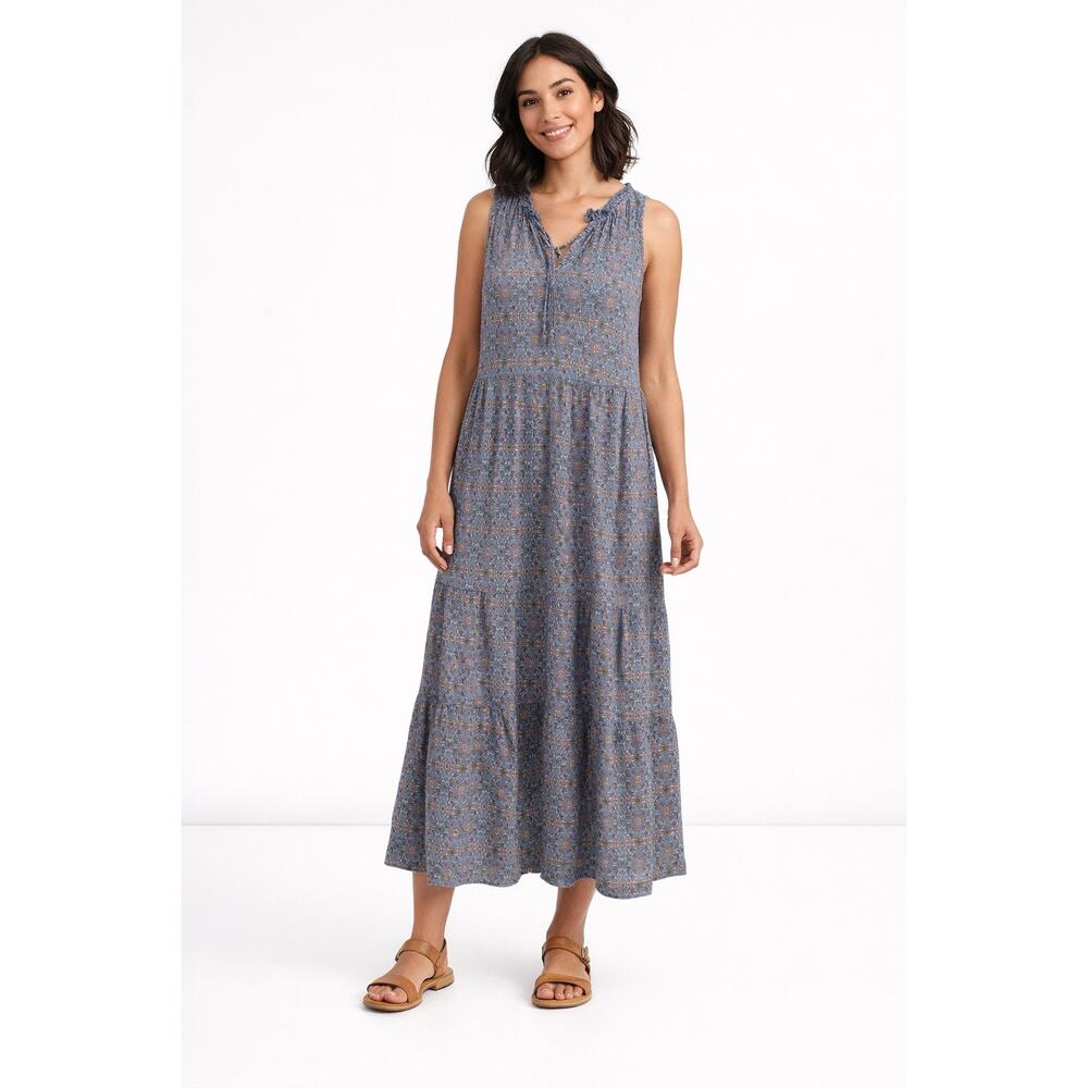 Max Studio Floral Sleeveless Flowy Maxi Summer Dress, Periwinkle Blue size Small
